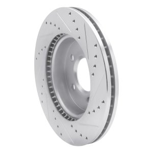 Volkswagen Amarok Brake Rotor (1) - Front Left - R1 Concepts - Drilled & Slotted - Silver - `10-`17